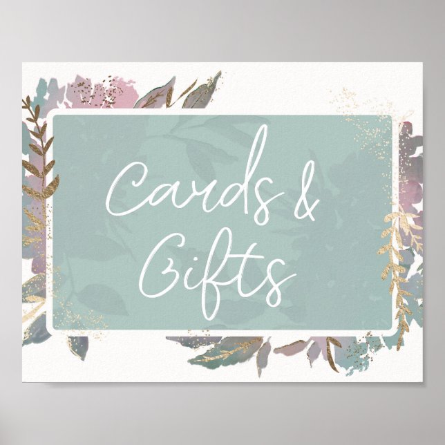 Watercolor Garden Mauve Floral Cards & Gifts Sign (Front)