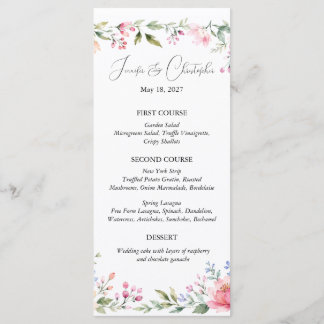 Watercolor Garden Menu Card