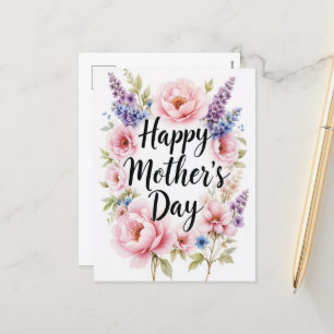 Watercolor Garden Mothers Day Artistic Floral  Holiday Postcard
