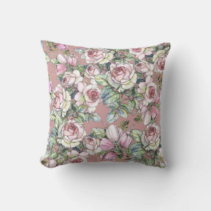 Watercolor Garden: Rose Tulip Elegance. Cushion