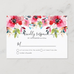 Watercolor Garden Roses, Red Ombre RSVP Invitation