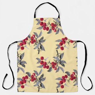 Watercolor garden rowan plant seamless pattern on apron