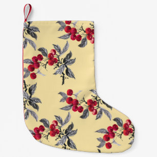 Watercolor garden rowan plant seamless pattern on  small christmas stocking