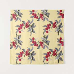 Watercolor garden rowan plant seamless pattern on  tapestry