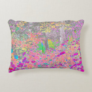 Watercolor Garden Sunrise with Purple Flowers Decorative Cushion