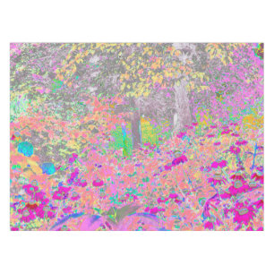 Watercolor Garden Sunrise with Purple Flowers Tablecloth