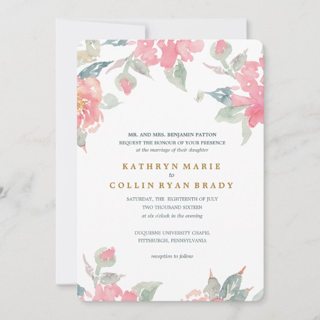 WATERCOLOR GARDEN WEDDING invitation (Front)