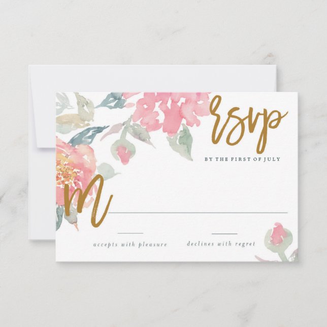 WATERCOLOR GARDEN WEDDING response RSVP card (Front)