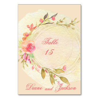 Watercolor Garden Wedding Table Number
