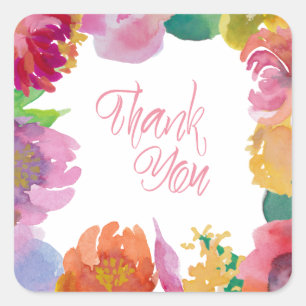 Watercolor Garden Wedding Thank You Stickers