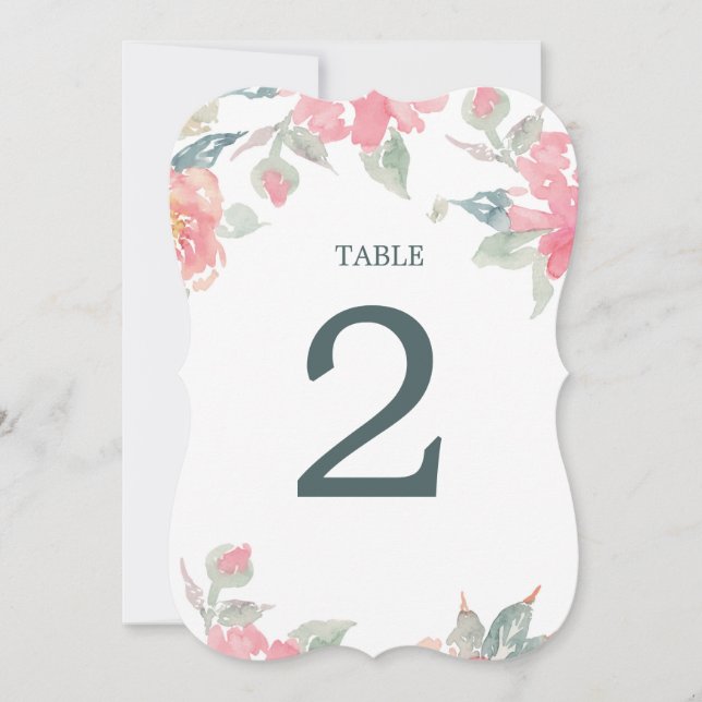 WATERCOLOR GARDEN WEDDING wedding table number (Front)