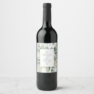 Watercolor Garden Wedding Wine Label
