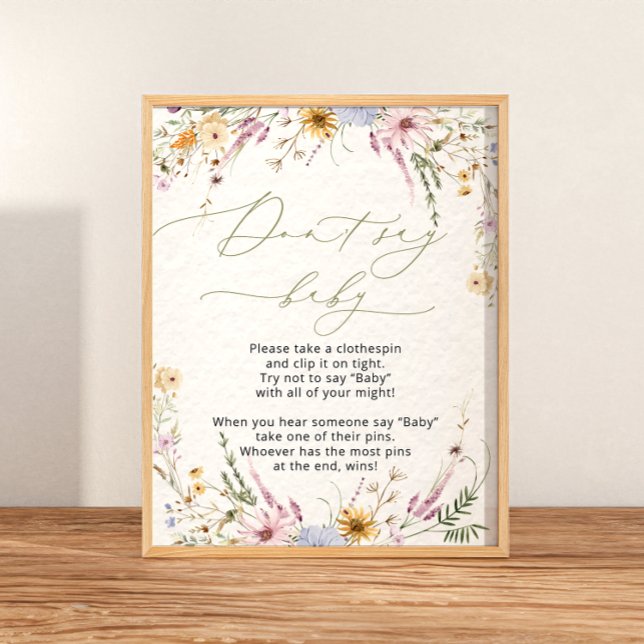 Watercolor Garden Wildflowers Don't Say Baby Poster (Creator Uploaded)