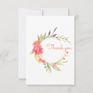 Watercolor Garden Wreath Thank You Card