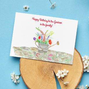 Watercolor Gardener Birthday Card
