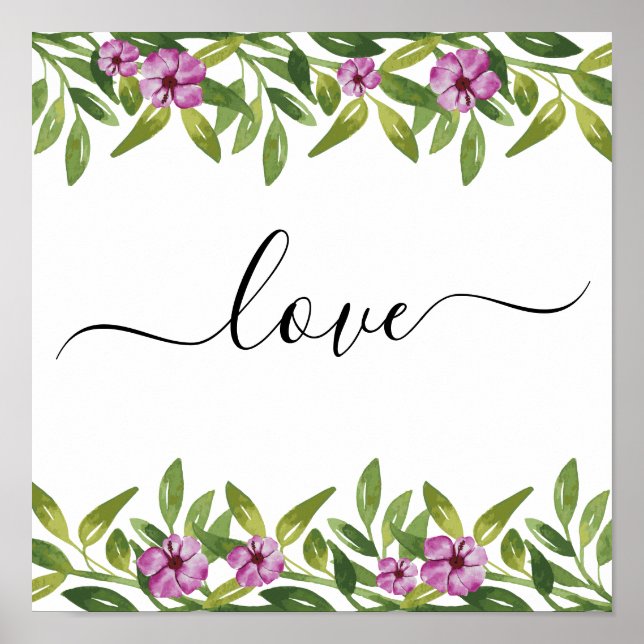 Watercolor garland handwritten calligraphy floral poster (Front)