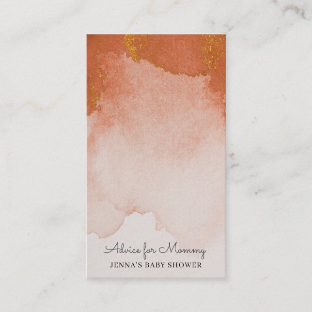 Watercolor gemstone orange Baby Shower Advice Enclosure Card (Front)