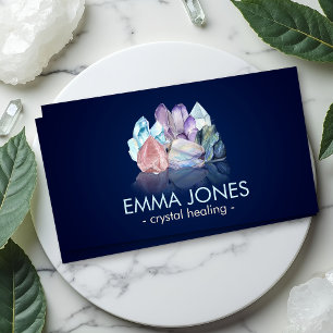 Watercolor gemstones - crystals business card