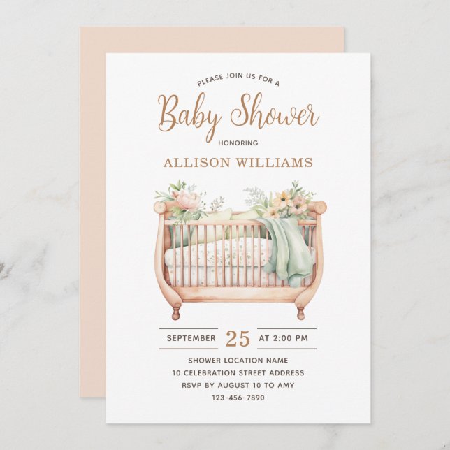 Watercolor Gender Neutral Couples Baby Shower   Invitation (Front/Back)