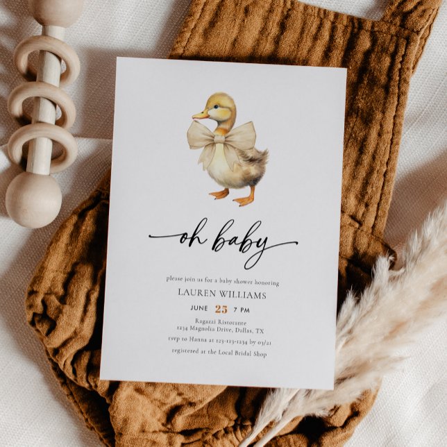 Watercolor Gender Neutral Duck Baby Shower Invitation (Creator Uploaded)