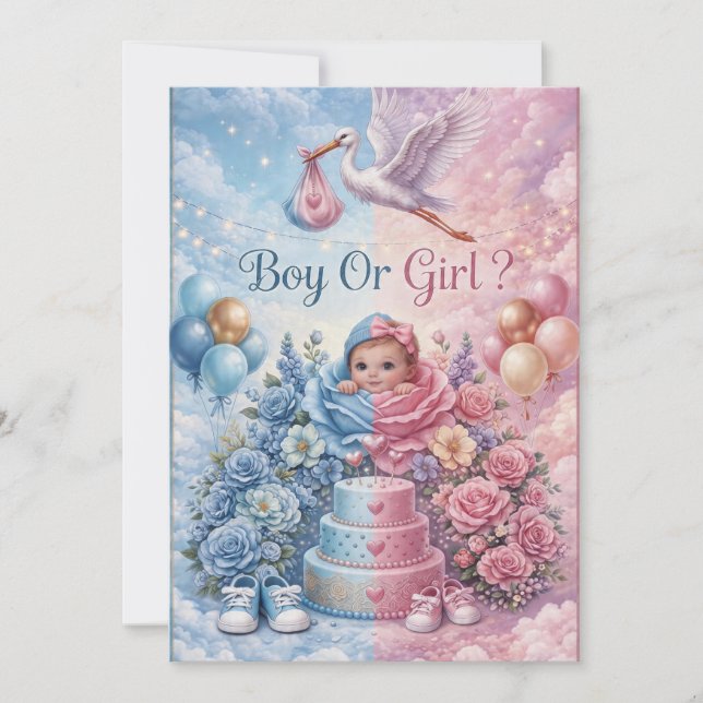 Watercolor Gender Reveal Invitation (Front)