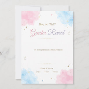 Watercolor Gender Reveal Invitation   Pink & Blue