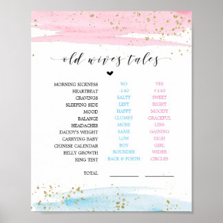 Watercolor Gender Reveal Old Wives Tales Sign