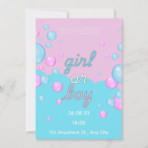 Watercolor Gender Reveal Party Boy or Girl Invita Invitation