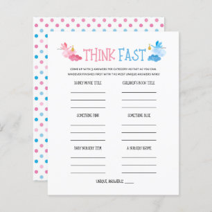 Watercolor Gender Reveal Think Fast Game