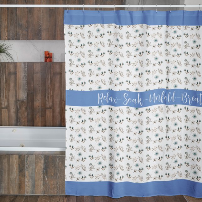 Watercolor Gentle Blue Floral Shower Curtain (Creator Uploaded)