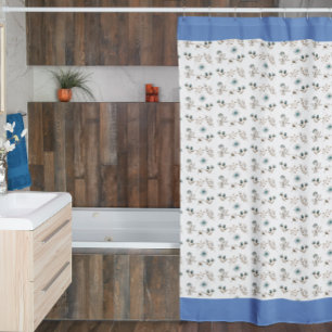 Watercolor Gentle Blue Floral Shower Curtain