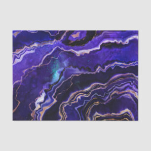 Watercolor Geode Deep Blue Purple Rose Gold Agate Tissue Paper