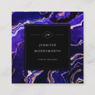 Watercolor Geode Modern Professional Purple Agate Square Business Card