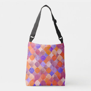 Watercolor geometric, Arab fish scales. Crossbody Bag