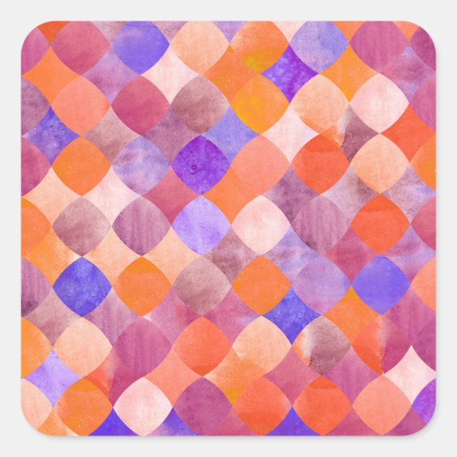 Watercolor geometric, Arab fish scales. Square Sticker (Front)