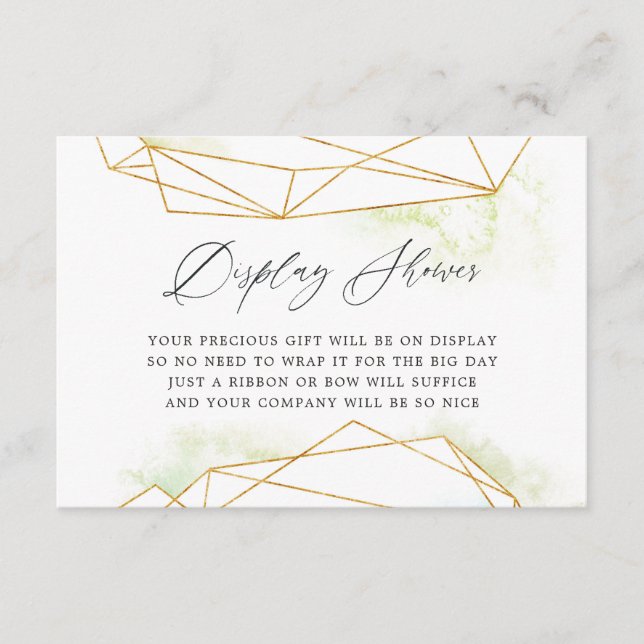 Watercolor Geometric Bridal Shower Display Shower Enclosure Card (Front)