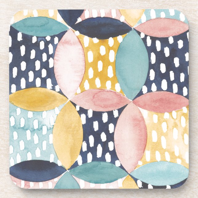Watercolor Geometric Circles Coaster (Front)