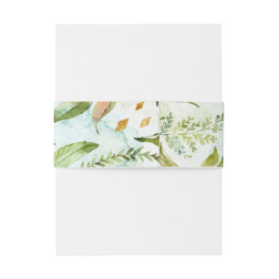 Watercolor Geometric Crystal Greenery Wedding Invitation Belly Band