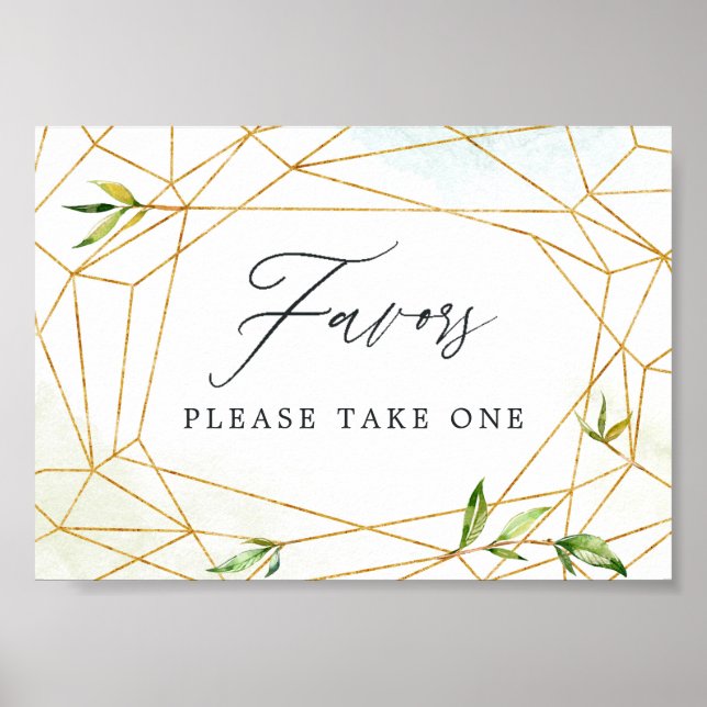 Watercolor Geometric Crystal Wedding Favours Poster (Front)
