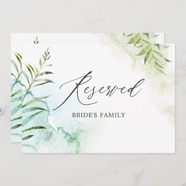 Watercolor Geometric Crystal Wedding Reserved Sign Invitation (Front/Back)