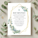Watercolor Geometric Eucalyptus Bat Mitzvah Invitation<br><div class="desc">Forest eucalyptus greenery bat mitzvah invitation with gold geometric frame customisable to your event specifics. Celebrate this significant milestone with an elegant Bat Mitzvah invitation featuring soft watercolor eucalyptus accents and a modern gold geometric frame. The clean typography and minimalist design bring sophistication and grace, making it perfect for this...</div>