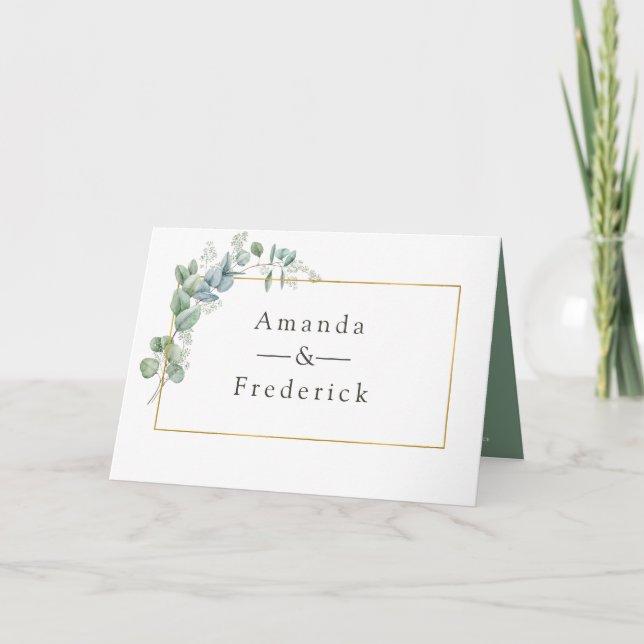 Watercolor Geometric Eucalyptus Wedding Programme (Front)