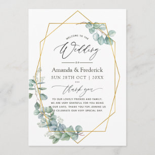 Watercolor Geometric Eucalyptus Wedding Programme