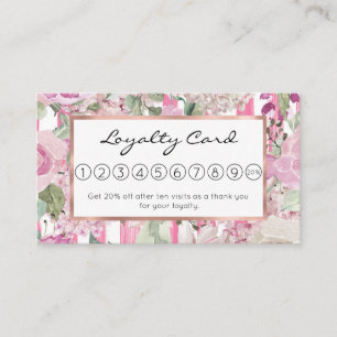 Watercolor geometric pastel green pink floral loya loyalty card