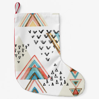 Watercolor Geometric Seamless: Tribal Style. Small Christmas Stocking
