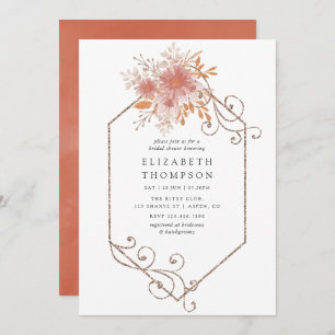 Watercolor Geometric Terracotta Bridal Shower Invitation