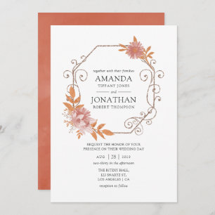 Watercolor Geometric Terracotta Wedding Invitation