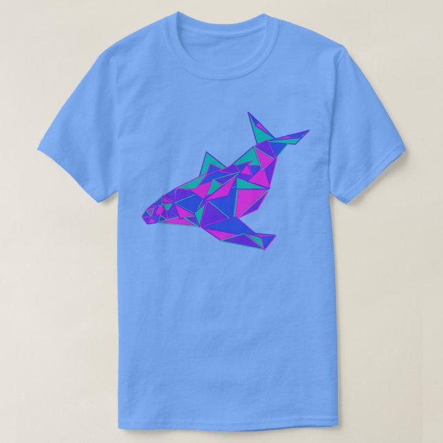 Watercolor Geometric Whale Geometric Vector Fish T-Shirt (Design Front)