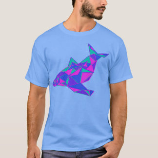 Watercolor Geometric Whale Geometric Vector Fish T-Shirt