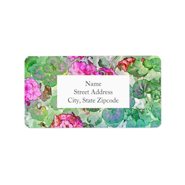 Watercolor Geraniums Label (Front)